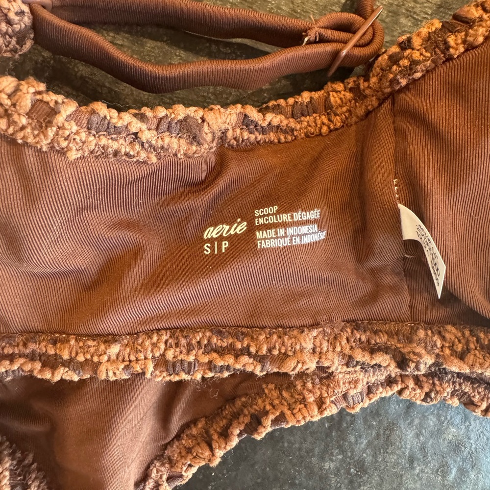 AMERICAN EAGLE Cloudweave Never Worn Brown Crochet Bikini Top Small S - Picture 3 of 4